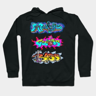 Music,guitar and Bass Graffiti urban art by LowEndGraphics Hoodie